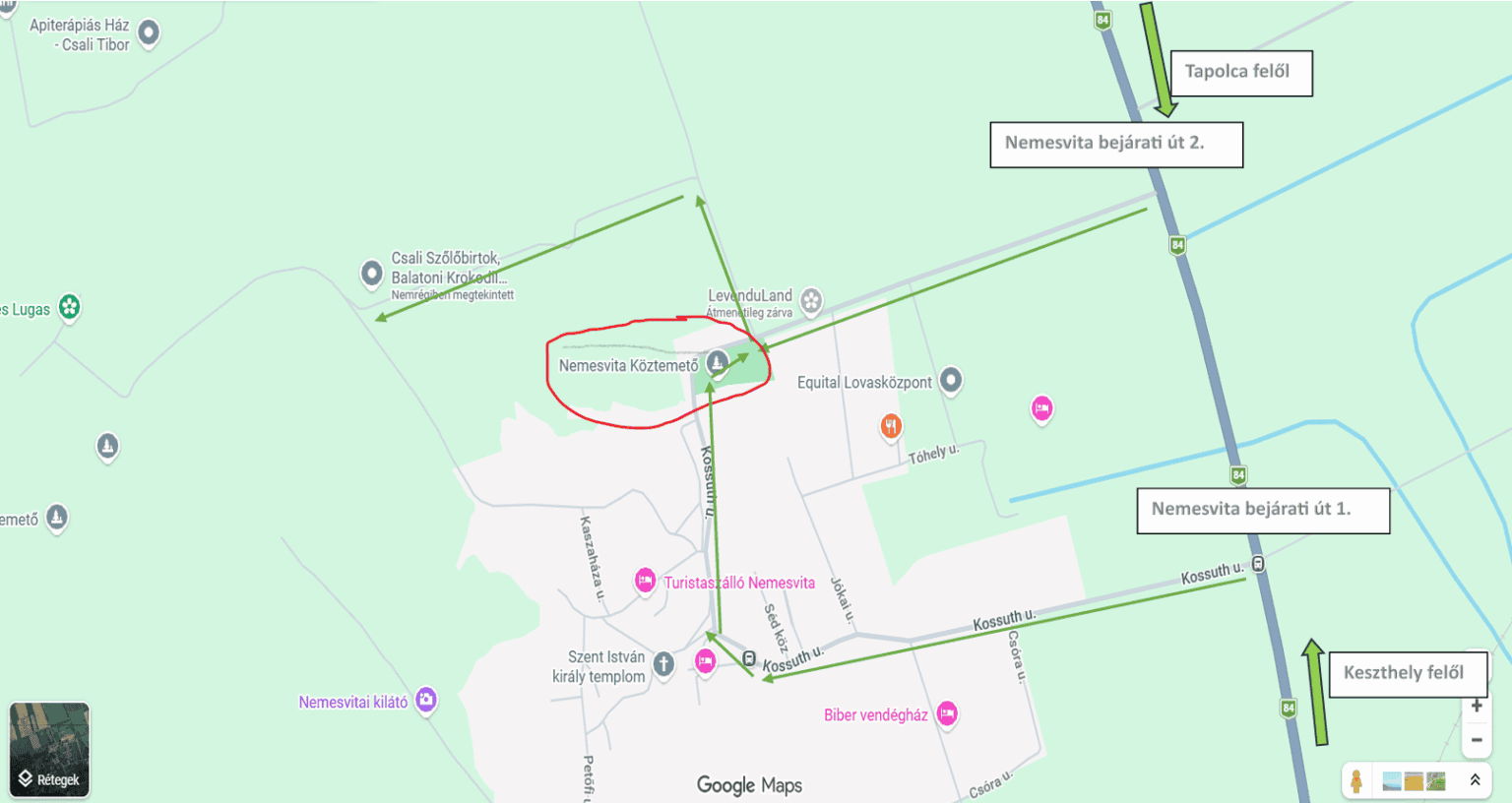 A Csali Szőlőbirtok megközelítése térképen